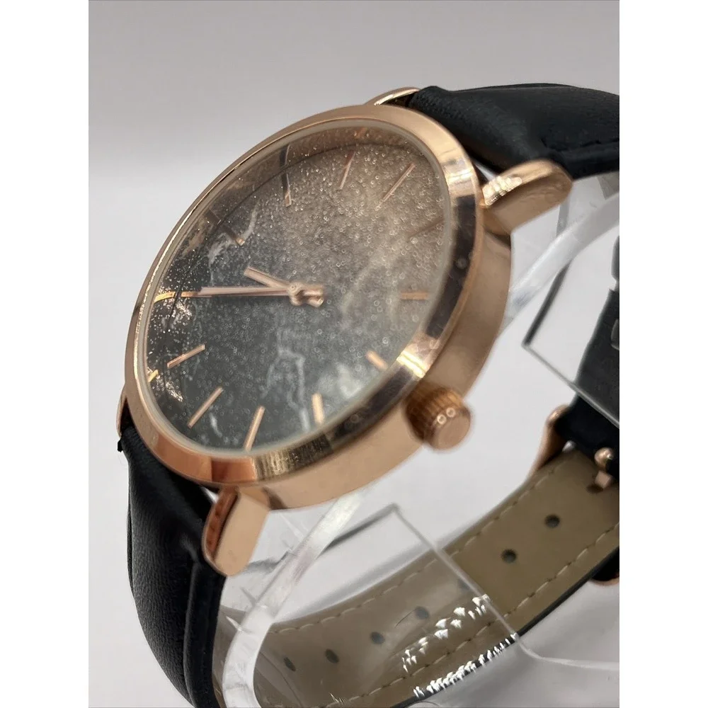 INC Women's Quartz‎ Watch Rose Gold Case Glitter Marble Dial- New Battery